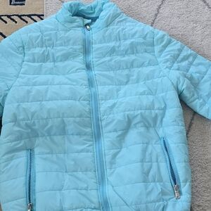 Kids Light Blue Puffer Jacket/ jorden Sets Hoodie/ trouser Unisex/ sex
